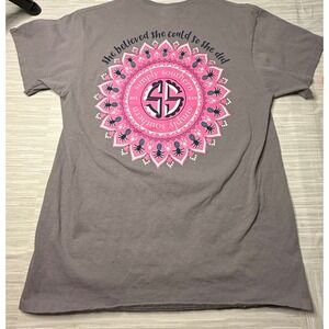 Simply Southern Gray Mandala Graphic T-Shirt She Believed She Could Medium